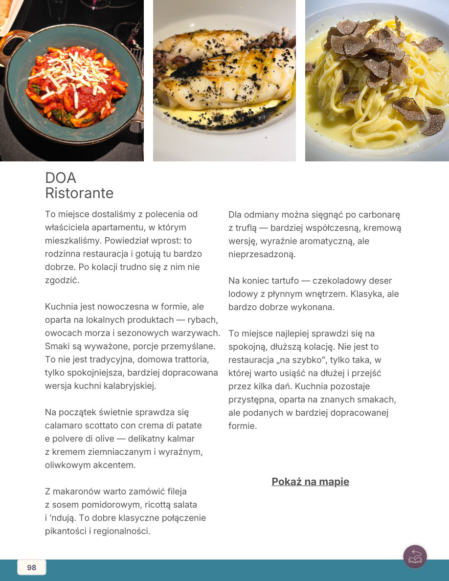 Przykładowa strona: DOA Ristorante w Tropei